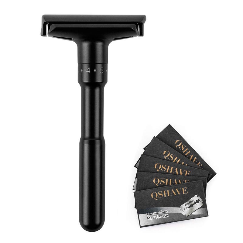 QSHAVE Adjustable Double Edge Safety Shaving Razor Deluxe Set (Razor) - Image 1